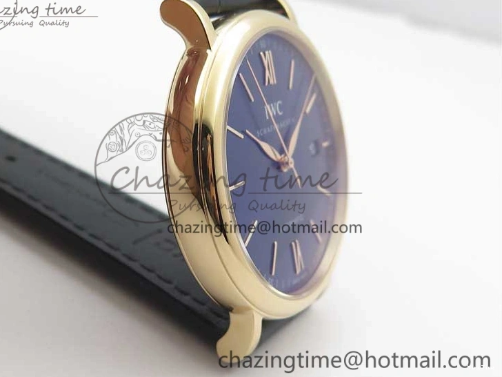 MIROTIME 0203 MoistureWicking Portofino Automatic RG IW356522 FKF 1:1 Best Edition Blue Dial on Black Croco Strap A 7109